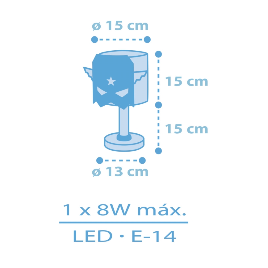 Dalber 61811 - Vaikiškas šviestuvas MĖLYNA HERO 1xE14/8W/230V