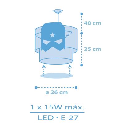 Dalber 61812 - Vaikiškas sietynas MĖLYNA HERO 1xE27/15W/230V