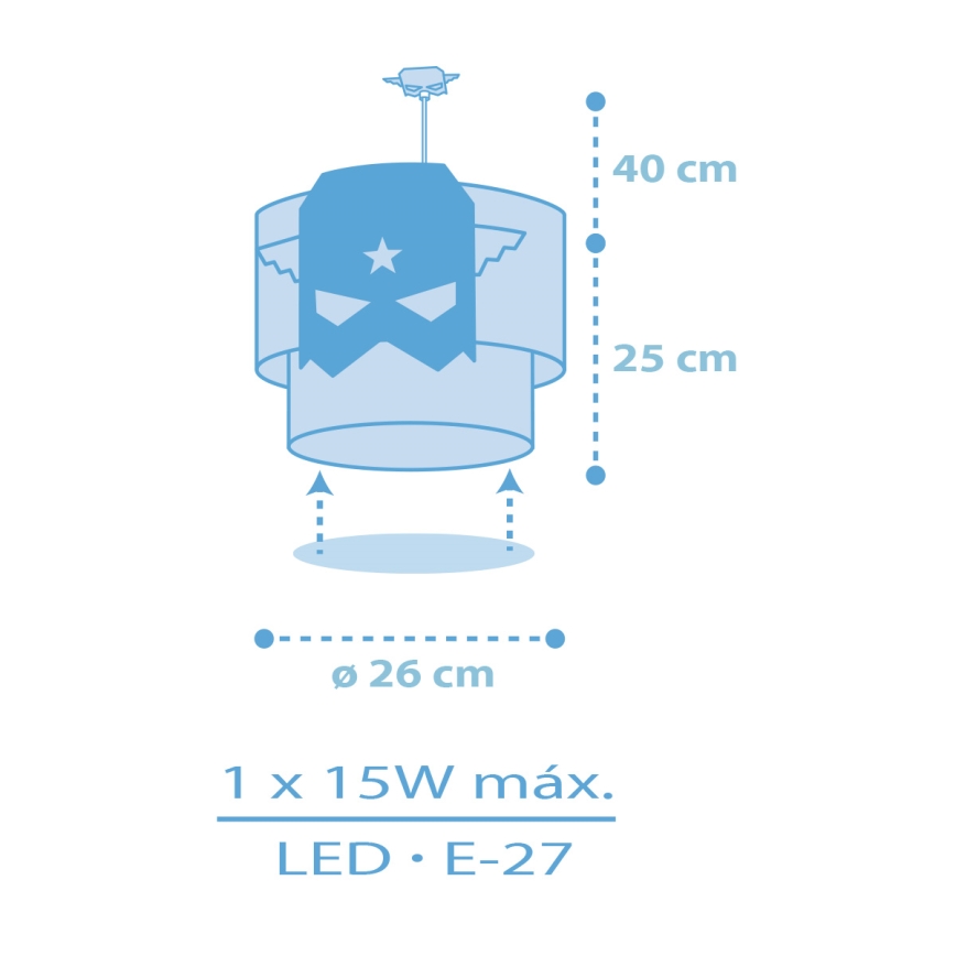 Dalber 61812 - Vaikiškas sietynas MĖLYNA HERO 1xE27/15W/230V