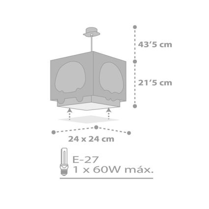 Dalber 63162T - Vaikiškas sietynas PANDA 1xE27/60W/230V mėlynas