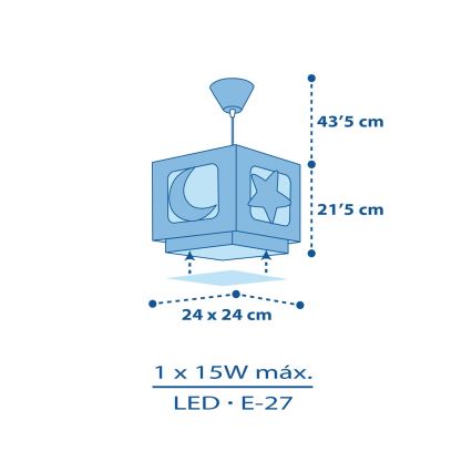 Dalber 63232T - Vaikiškas sietynas MOON LIGHT 1xE27/60W/230V