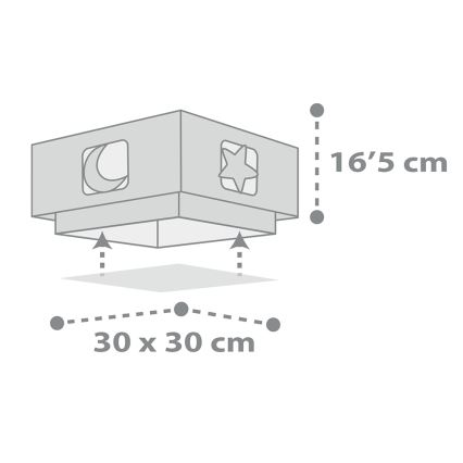 Dalber 63236E - Vaikiškas lubinis šviestuvas MOONLIGHT 2xE27/60W/230V pilkas