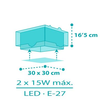 Dalber 63316 - Vaikiškas lubinis šviestuvas HAPPY JUNGLE 2xE27/15W/230V