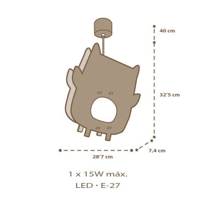Dalber 63397 - Vaikiškas sietynas OWL 1xE27/15W/230V