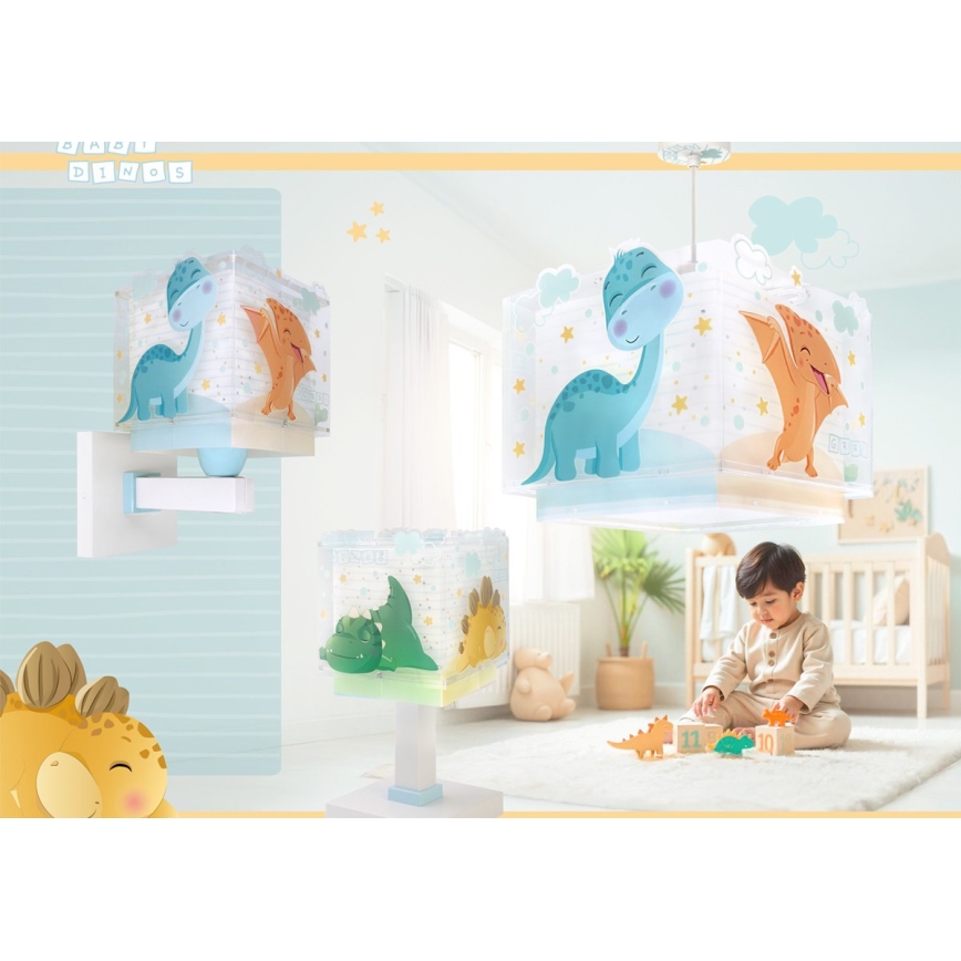 Dalber 63452 - Vaikiškas pakabinamas šviestuvas BABY DINOS 1xE27/15W/230V įvairiaspalvis