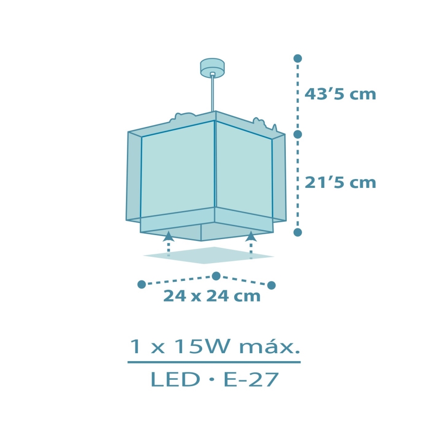 Dalber 63452 - Vaikiškas pakabinamas šviestuvas BABY DINOS 1xE27/15W/230V įvairiaspalvis