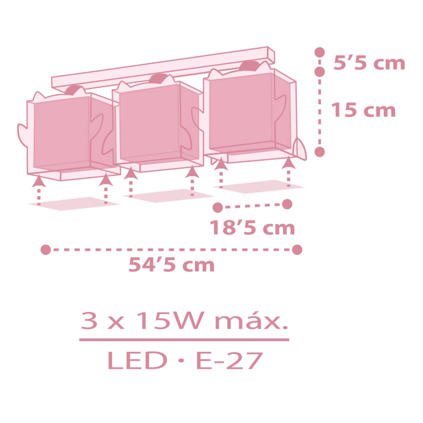 Dalber 64483 - Vaikiškas lubinis šviestuvas LITTLE FRIENDS 3xE27/15W/230V