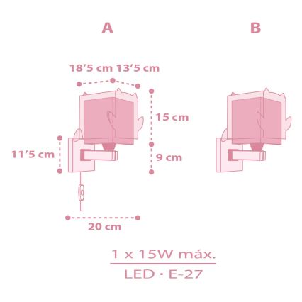 Dalber 64489 - Vaikiškas sieninis šviestuvas LITTLE FRIENDS 1xE27/15W/230V