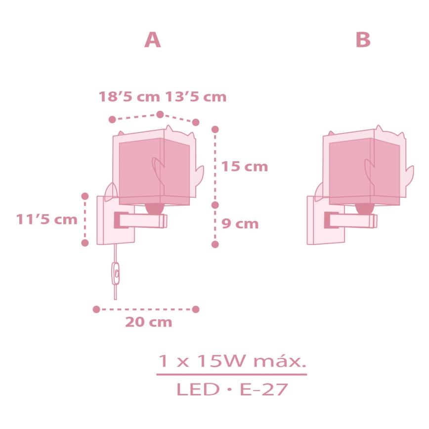 Dalber 64489 - Vaikiškas sieninis šviestuvas LITTLE FRIENDS 1xE27/15W/230V