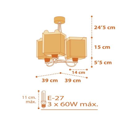 Dalber 64567 - Vaikiškas sietynas LITTLE TIGER 3xE27/60W/230V