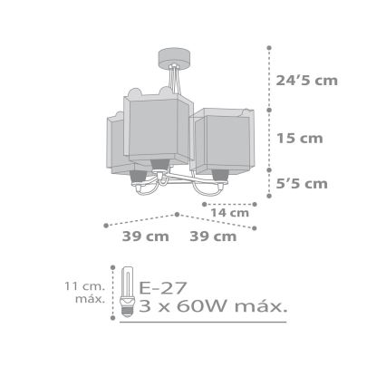 Dalber 64577 - Vaikiškas sietynas LITTLE TEDDY 3xE27/60W/230V