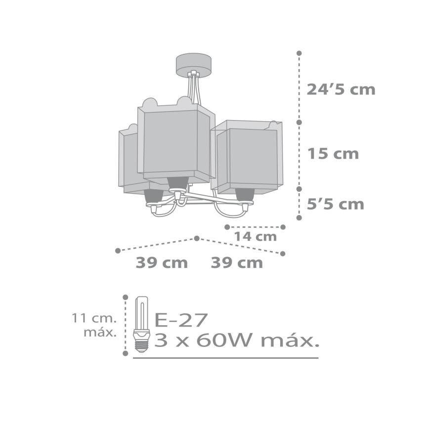 Dalber 64577 - Vaikiškas sietynas LITTLE TEDDY 3xE27/60W/230V