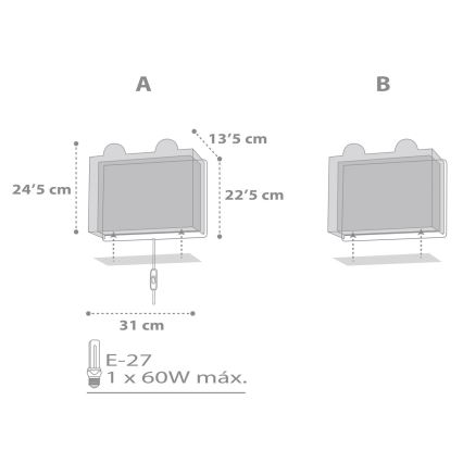 Dalber 64578 - Vaikiškas sieninis šviestuvas LITTLE TEDDY 1xE27/60W/230V