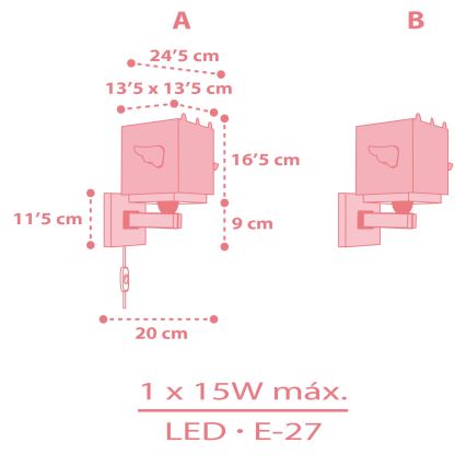 Dalber 64599 - Vaikiškas sieninis šviestuvas LITTLE UNICORN 1xE27/15W/230V