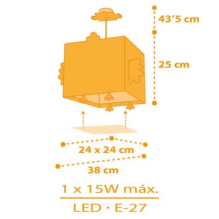 Dalber 64642 - Vaikiškas sietynas LITTLE CHICKEN 1xE27/15W/230V