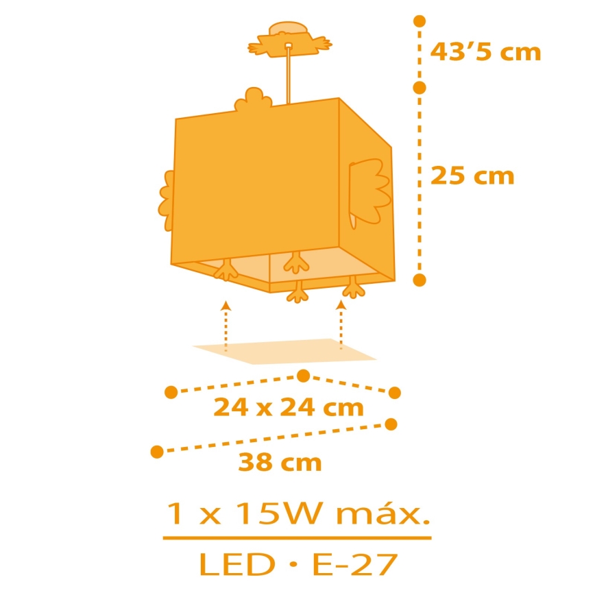 Dalber 64642 - Vaikiškas sietynas LITTLE CHICKEN 1xE27/15W/230V