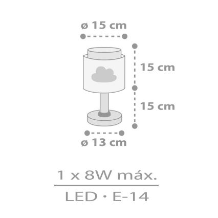 Dalber 76011E - Vaikiškas šviestuvas BABY DREAMS 1xE14/8W/230V pilka