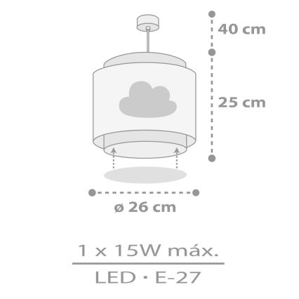 Dalber 76012E - Vaikiškas sietynas BABY DREAMS 1xE27/15W/230V pilka