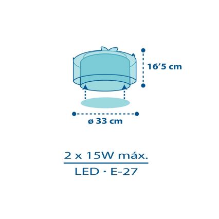Dalber 76116 - Vaikiškas lubinis šviestuvas JUNGLE 2xE27/15W/230V