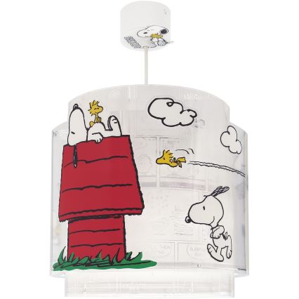 Dalber 76302 - Vaikiškas pakabinamas šviestuvas SNOOPY 1xE27/15W/230V balta/raudona