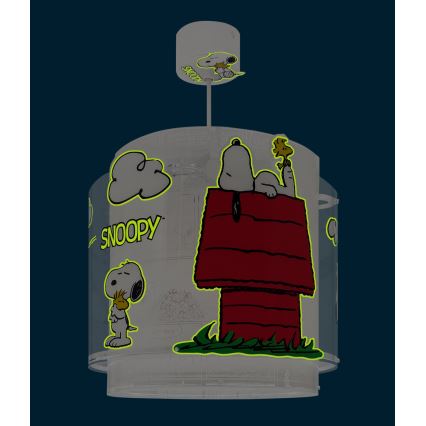 Dalber 76302 - Vaikiškas pakabinamas šviestuvas SNOOPY 1xE27/15W/230V balta/raudona