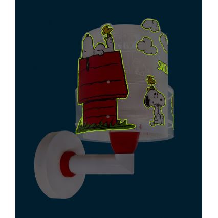 Dalber 76309 - Vaikiškas sieninis šviestuvas SNOOPY 1xE27/15W/230V baltas/raudonas