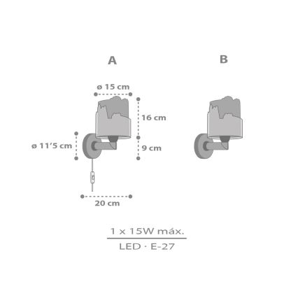 Dalber 76309 - Vaikiškas sieninis šviestuvas SNOOPY 1xE27/15W/230V baltas/raudonas