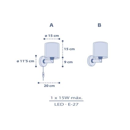Dalber 76639 - Vaikiškas sieninis šviestuvas MOON DREAMS 1xE27/15W/230V mėlynas