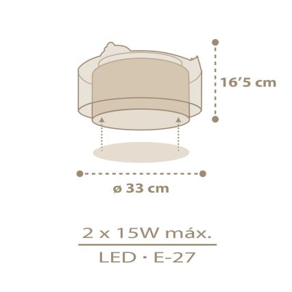 Dalber 76876 - Vaikiškas lubinis šviestuvas BABY CHICK 2xE27/15W/230V