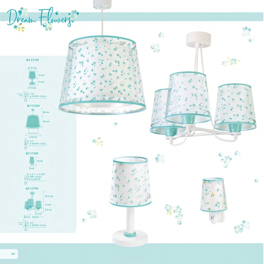 Dalber 81177H - Vaikiškas sietynas DREAM FLOWERS 3xE27/60W/230V