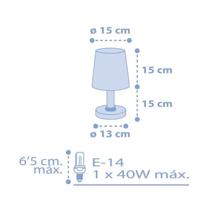 Dalber 82211T - Vaikiška lempa STAR LIGHT 1xE14/40W/230V mėlyna