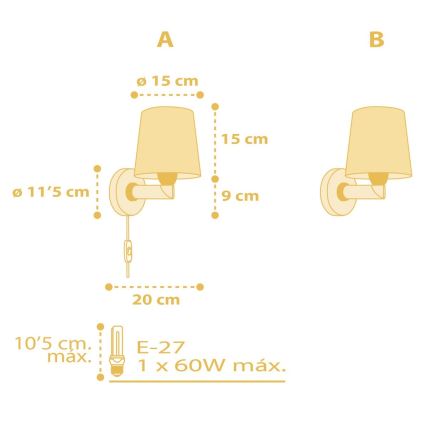 Dalber 82219A - Vaikiškas sieninis šviestuvas STAR LIGHT 1xE27/60W/230V geltonas