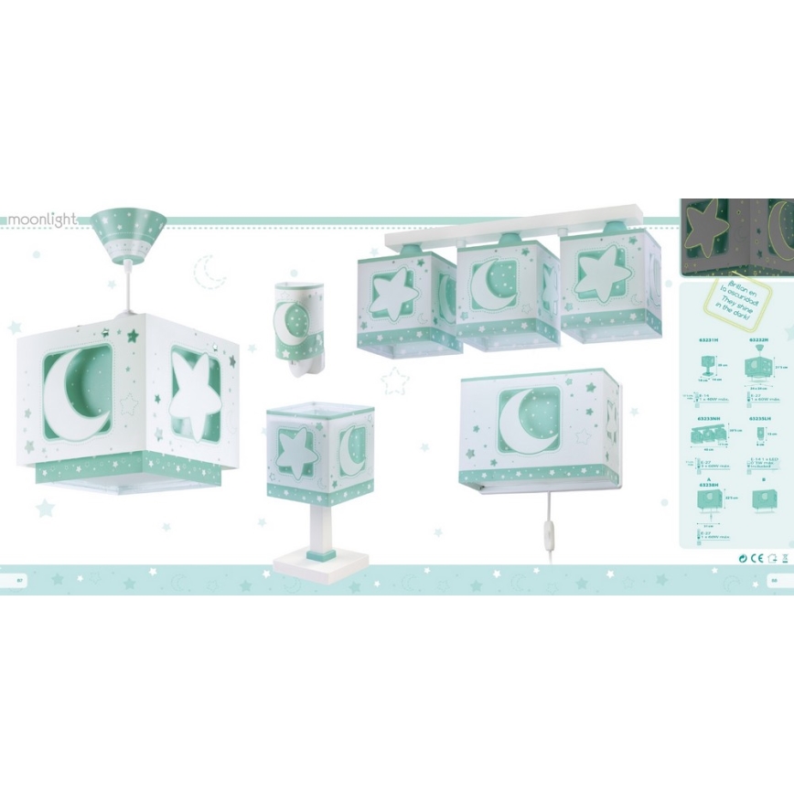 Dalber D-63231H - Vaikiškas šviestuvas MOONLIGHT 1xE14/40W/230V