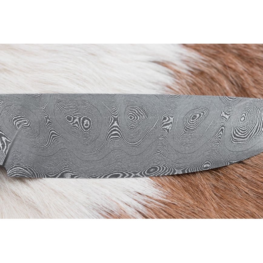 Damasko medžioklinis peilis 11,8 cm graikinis riešutas/elnio ragas