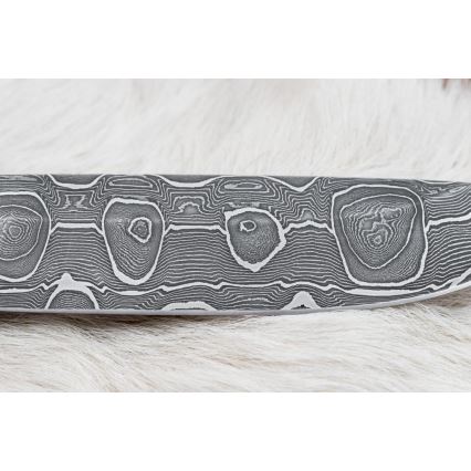 Damasko medžioklinis peilis 13,8 cm Beržas/kupranugario kaulas