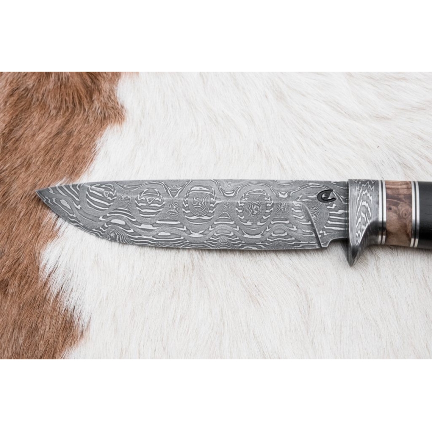 Damasko medžioklinis peilis 13 cm tuopos/juodmedis