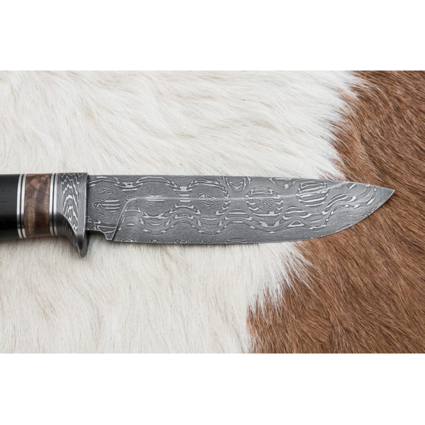 Damasko medžioklinis peilis 13 cm tuopos/juodmedis