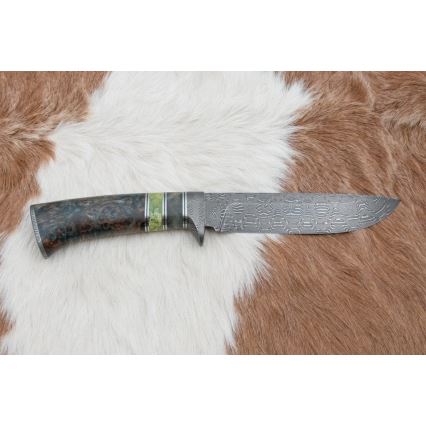 Damasko medžioklinis peilis 14,5 cm alksnis/serpentinitas