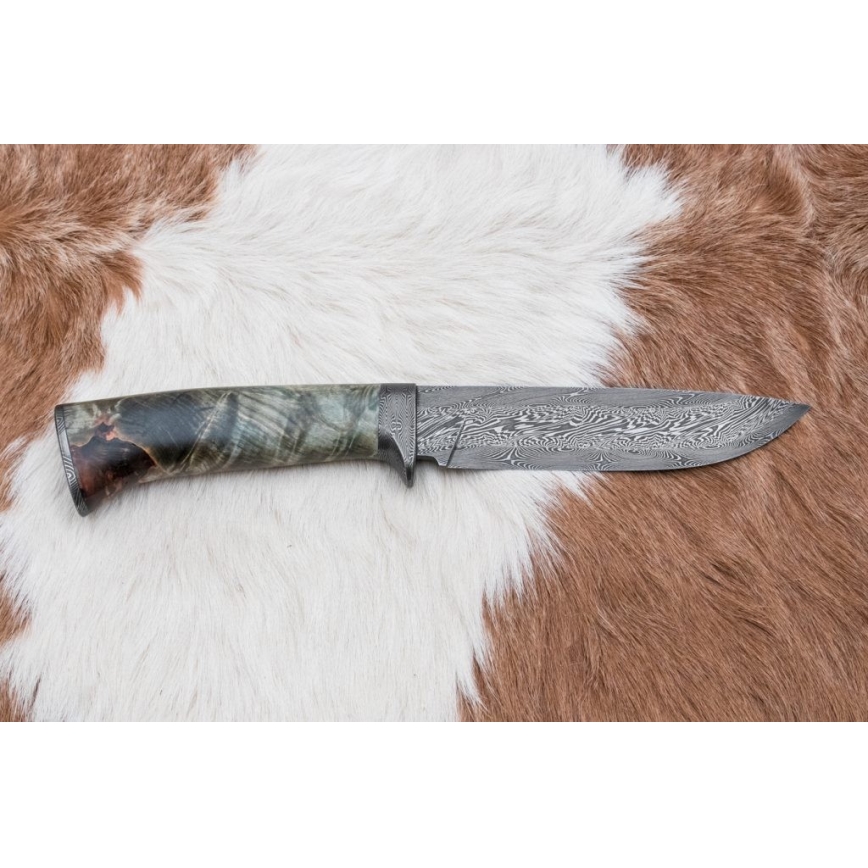 Damasko medžioklinis peilis 14 cm kaštonas
