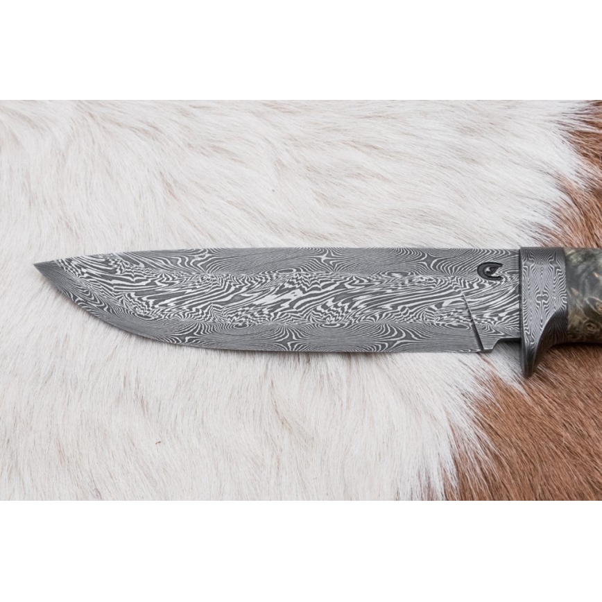 Damasko medžioklinis peilis 14 cm kaštonas