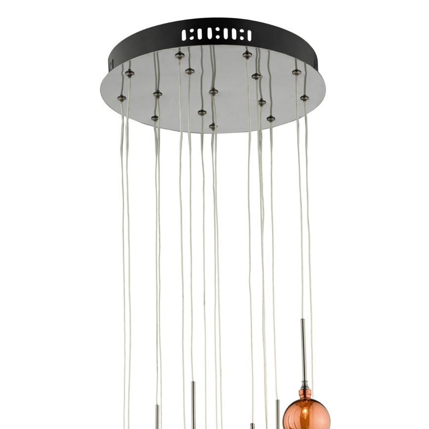 Där Lighting AUR1564 - Pakabinama liustra AURELIA 15xG4/10W/230V juoda/varinė
