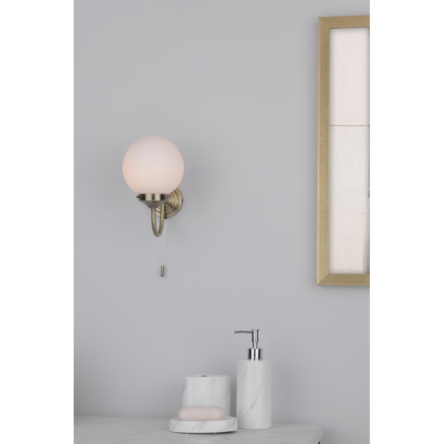 Där Lighting BAR0775 - Vonios sieninis šviestuvas BARCLAY, 1xE14/40W/230V, IP44, žalvarinis