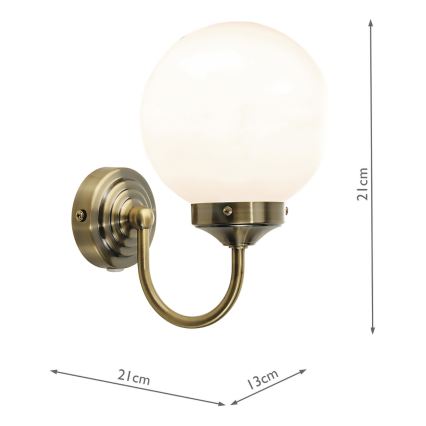 Där Lighting BAR0775 - Vonios sieninis šviestuvas BARCLAY, 1xE14/40W/230V, IP44, žalvarinis