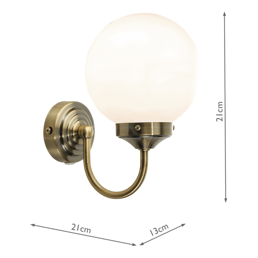 Där Lighting BAR0775 - Vonios sieninis šviestuvas BARCLAY, 1xE14/40W/230V, IP44, žalvarinis