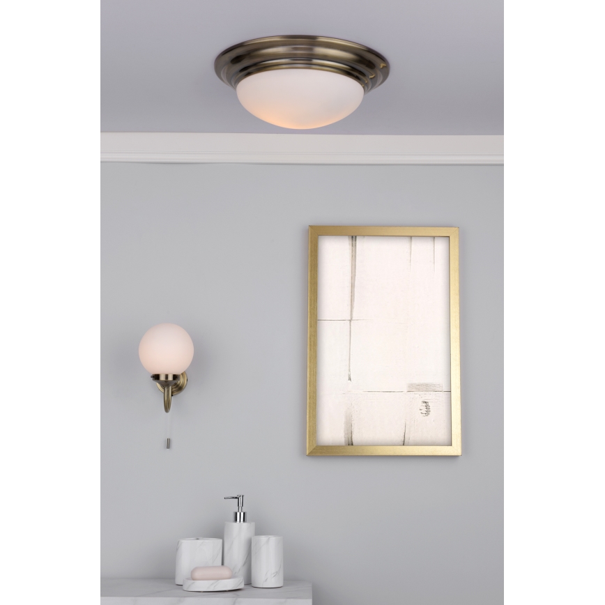 Där Lighting BAR5075 - Elegantiškas vonios kambario lubinis šviestuvas BARCLAY 1xE27/60W/230V, skersmuo 38 cm, žalvaris
