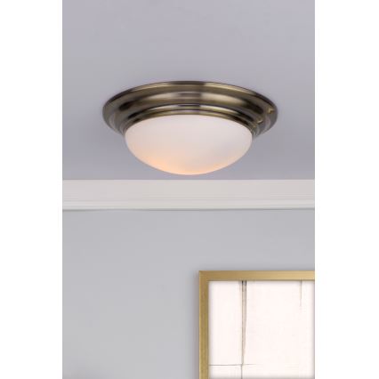 Där Lighting BAR5075 - Elegantiškas vonios kambario lubinis šviestuvas BARCLAY 1xE27/60W/230V, skersmuo 38 cm, žalvaris