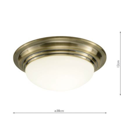 Där Lighting BAR5075 - Elegantiškas vonios kambario lubinis šviestuvas BARCLAY 1xE27/60W/230V, skersmuo 38 cm, žalvaris
