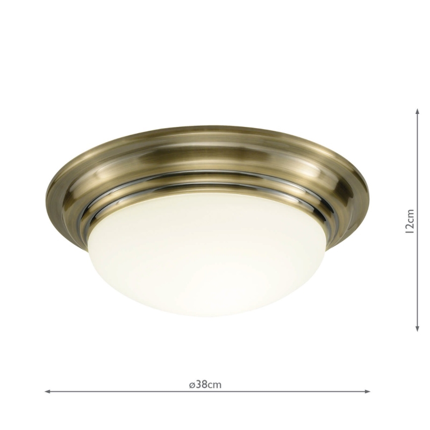 Där Lighting BAR5075 - Elegantiškas vonios kambario lubinis šviestuvas BARCLAY 1xE27/60W/230V, skersmuo 38 cm, žalvaris
