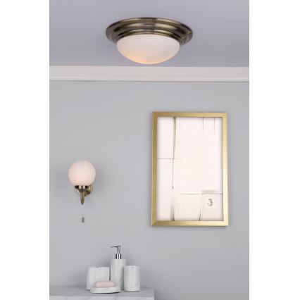 Där Lighting BAR5275 - Vonios kambario lubinis šviestuvas BARCLAY, 1xE27/60W/230V, skersmuo 31 cm, žalvario apdaila