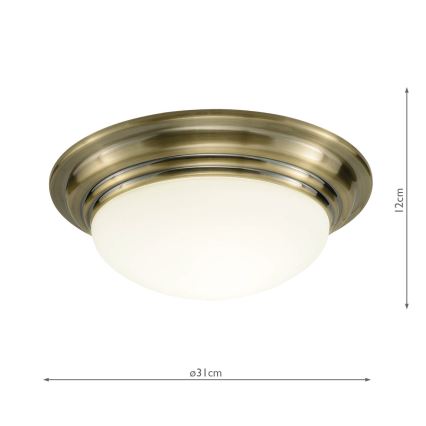 Där Lighting BAR5275 - Vonios kambario lubinis šviestuvas BARCLAY, 1xE27/60W/230V, skersmuo 31 cm, žalvario apdaila